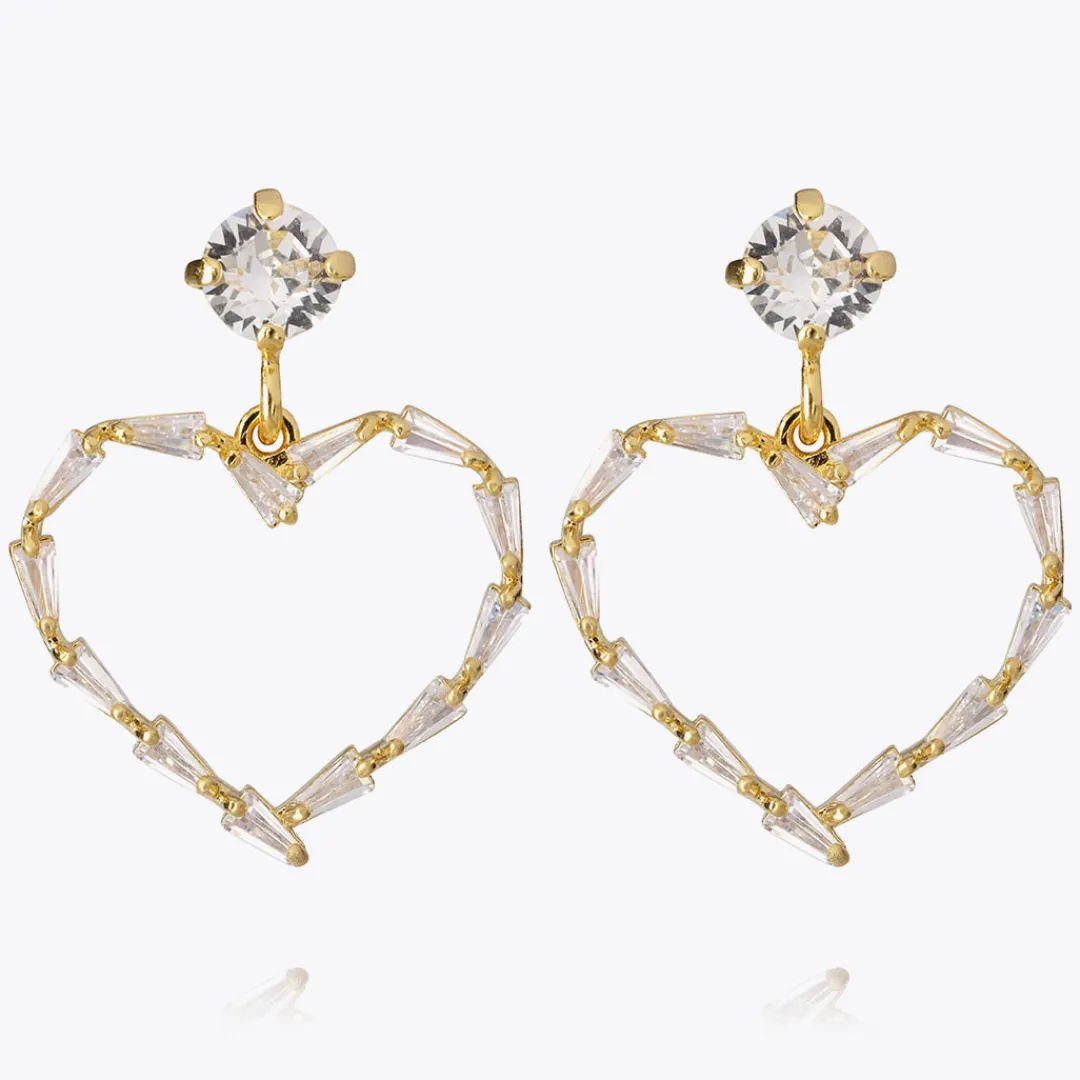 Caroline Svedbom Baguette Heart Earring/Crystal New