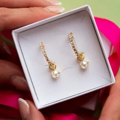 Caroline Svedbom Bella Loop Earrings/Pearl + Crystal Store