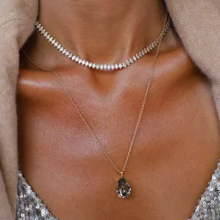 Caroline Svedbom Crystal Navette Necklace/Crystal New