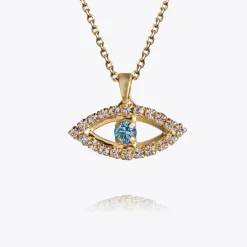 Caroline Svedbom Greek Eye Necklace/Crystal + Aquamarine Clearance