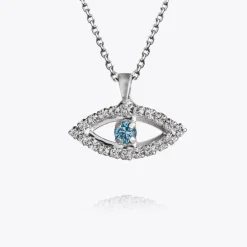 Caroline Svedbom Greek Eye Necklace/Crystal + Aquamarine Clearance