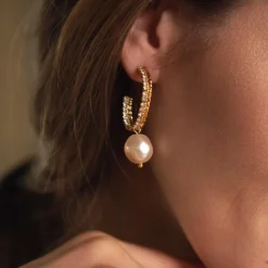 Caroline Svedbom Kaia Pearl Earring/Pearl + Crystal Discount