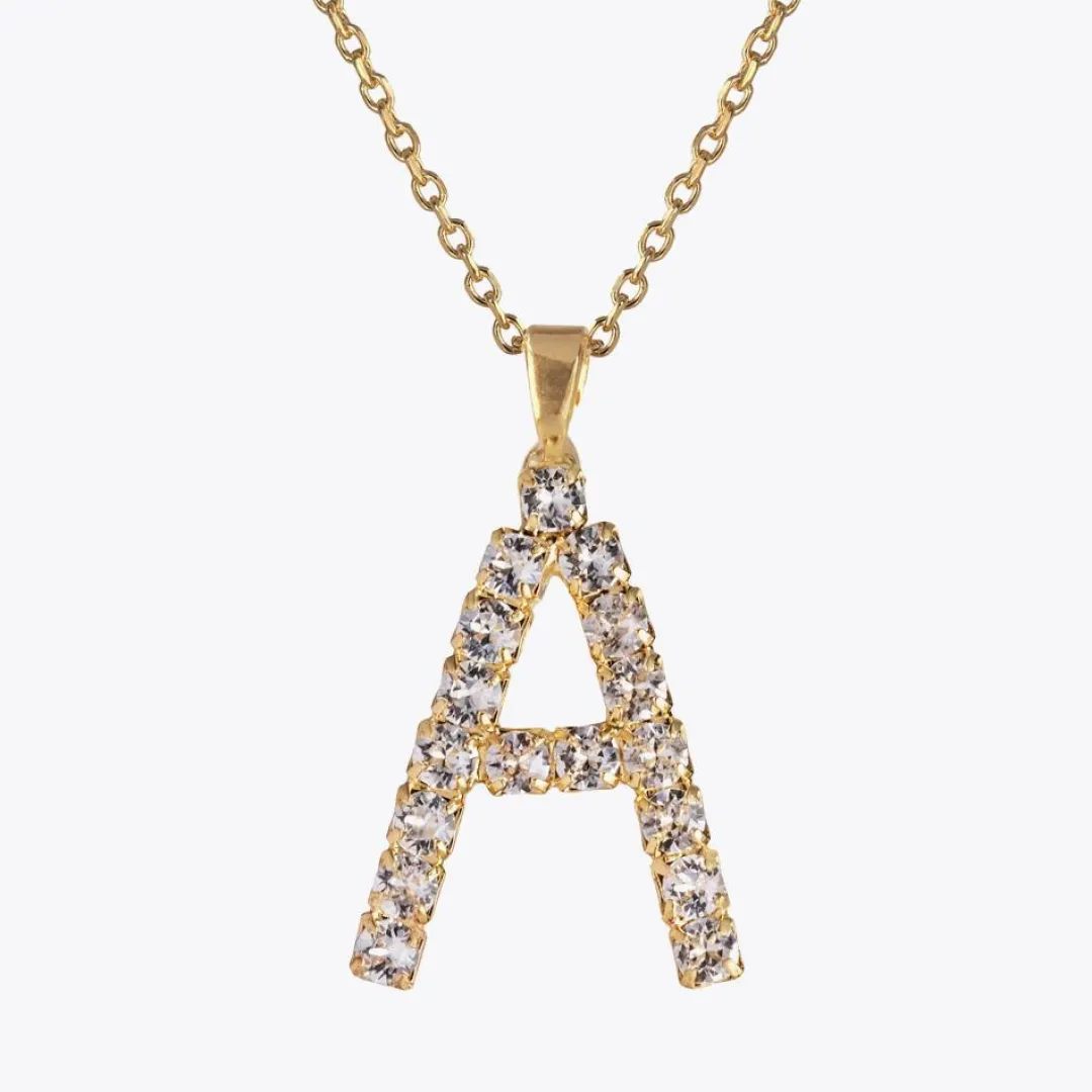 Caroline Svedbom Letter Necklace A/Crystal New