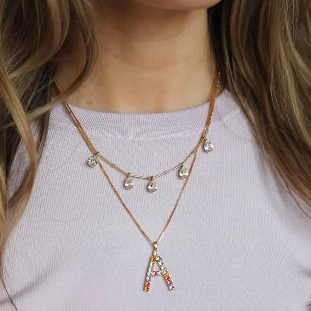 Caroline Svedbom Letter Necklace E/Rainbow Combo Sale