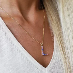 Caroline Svedbom Letter Necklace L/Rainbow Combo Best
