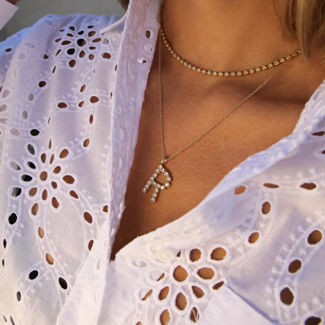 Caroline Svedbom Letter Necklace R/Crystal Flash Sale