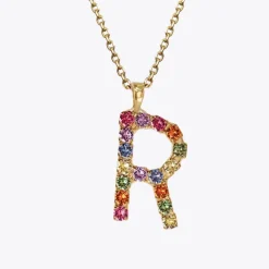 Caroline Svedbom Letter Necklace R/Rainbow Combo New