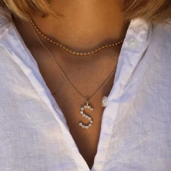 Caroline Svedbom Letter Necklace S/Crystal Hot