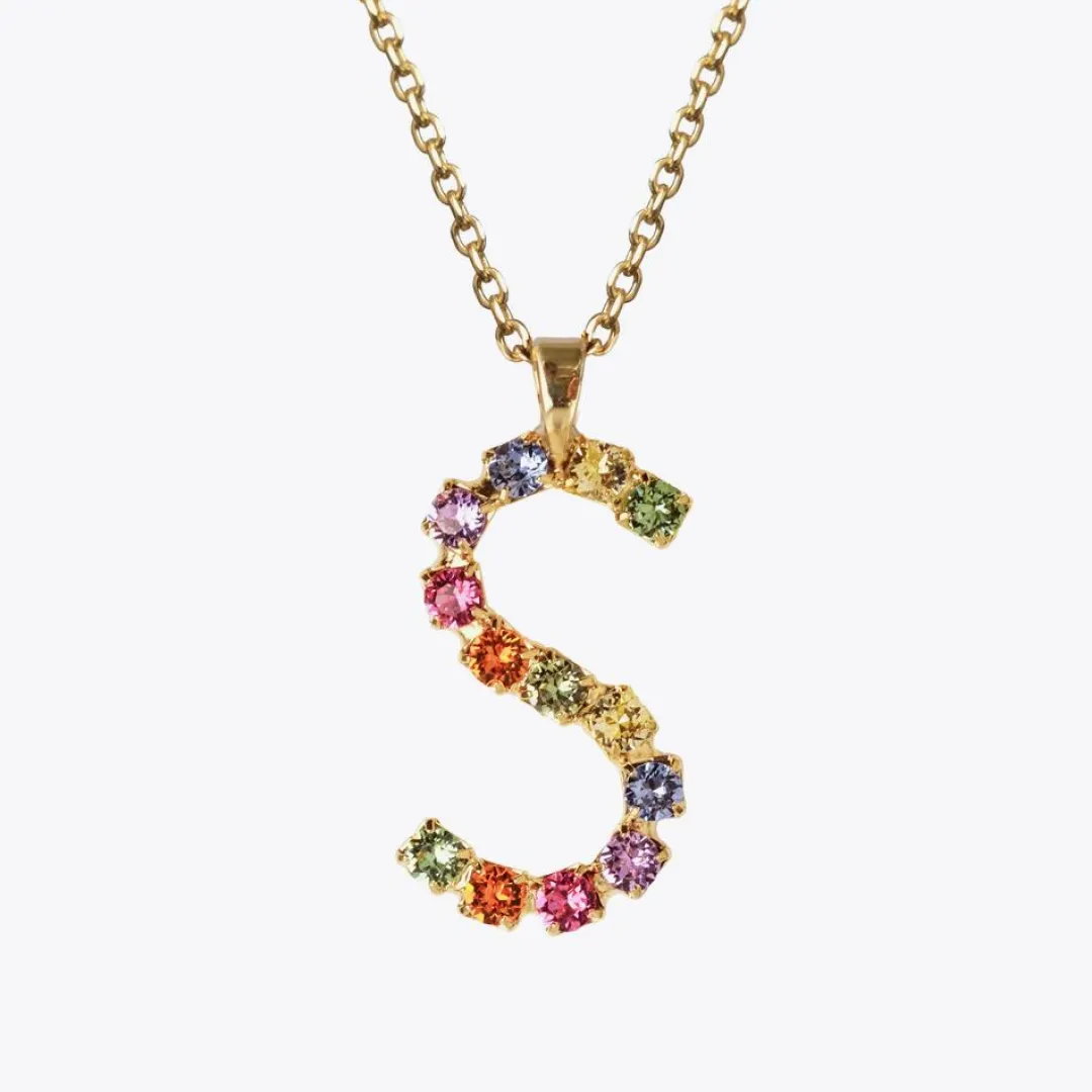 Caroline Svedbom Letter Necklace S/Rainbow Combo New