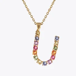 Caroline Svedbom Letter Necklace U/Rainbow Combo Best