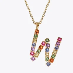 Caroline Svedbom Letter Necklace W/Rainbow Combo Fashion