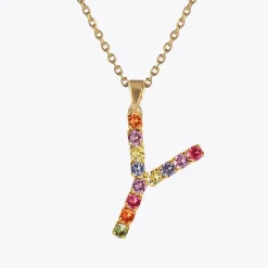 Caroline Svedbom Letter Necklace Y/Rainbow Combo Fashion