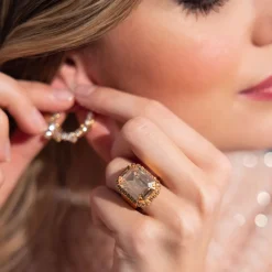 Caroline Svedbom Lydia Cocktail Ring Golden Shadow Fashion