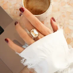 Caroline Svedbom Lydia Cocktail Ring Golden Shadow Fashion