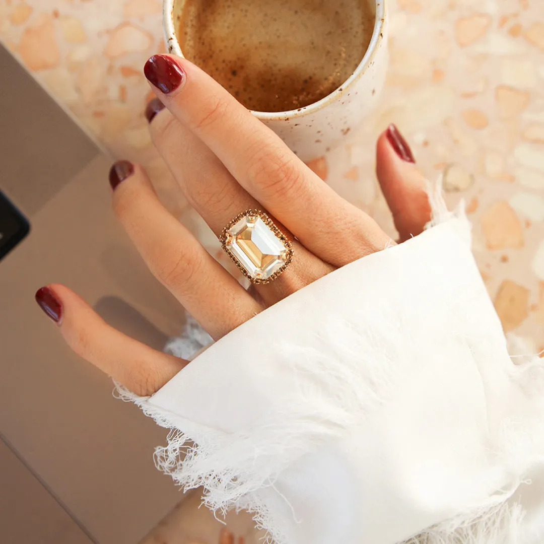 Caroline Svedbom Lydia Cocktail Ring Golden Shadow Fashion