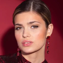 Caroline Svedbom Lydia Long Earrings Mulberry Red Flash Sale