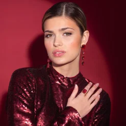 Caroline Svedbom Lydia Long Earrings Mulberry Red Flash Sale