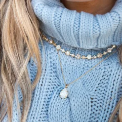 Caroline Svedbom Mini Drop Necklace White Opal New