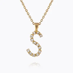 Caroline Svedbom Mini Letter Necklace S/Crystal New