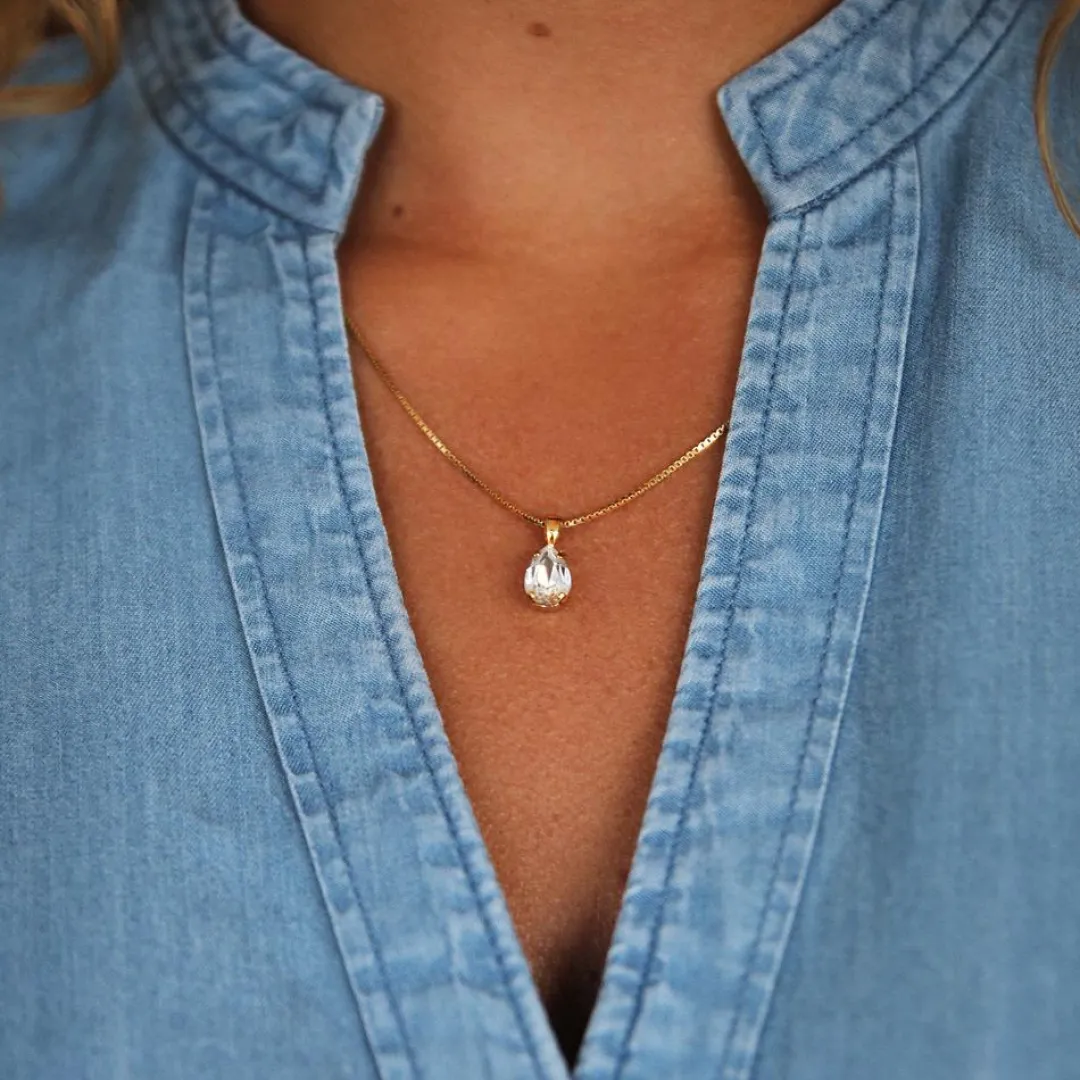Caroline Svedbom Petite Drop Necklace Crystal Discount