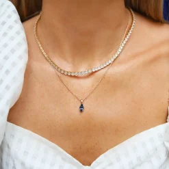 Caroline Svedbom Petite Navette Necklace Denim Blue Best Sale